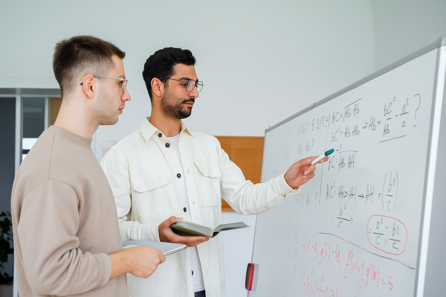 Cours de maths en mini groupe avec tableau blanc